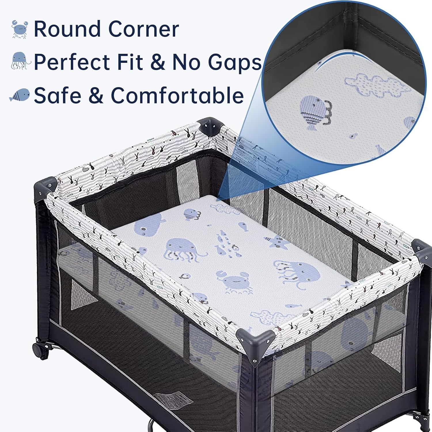 Pack and Play Mattress, Dual Sided Premium Memory Foam Pack N Play Mattress with Breathable Removable Washable Cover